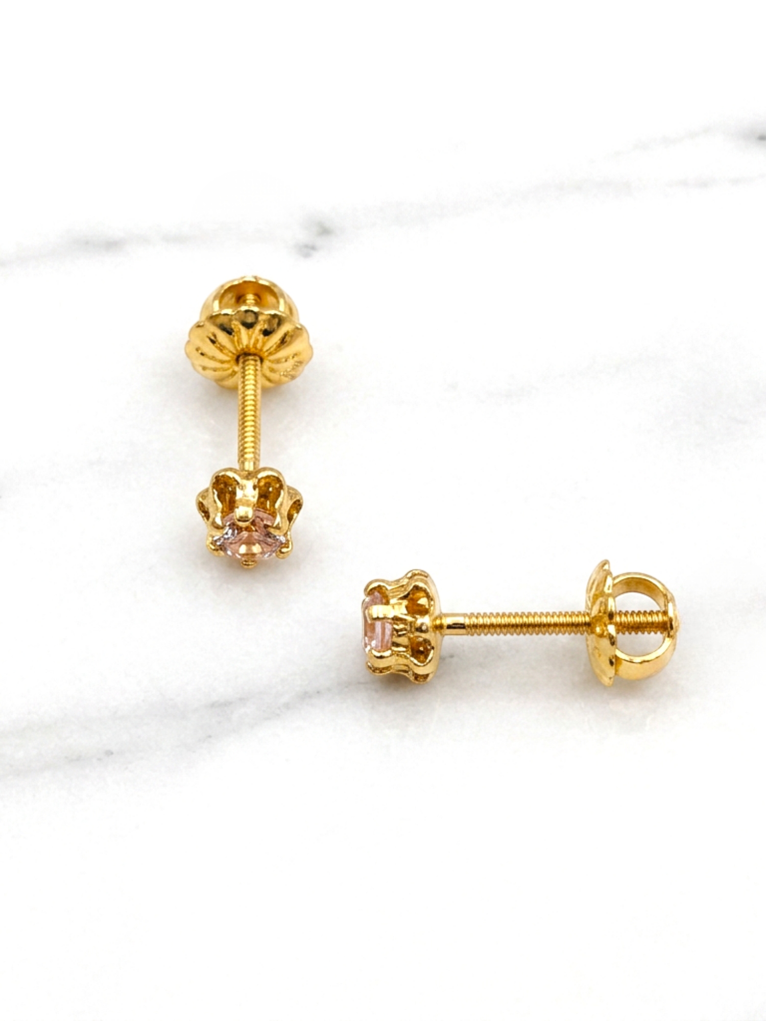 Aros chatón italiano rosa de Francia medianos Oro 18k 5