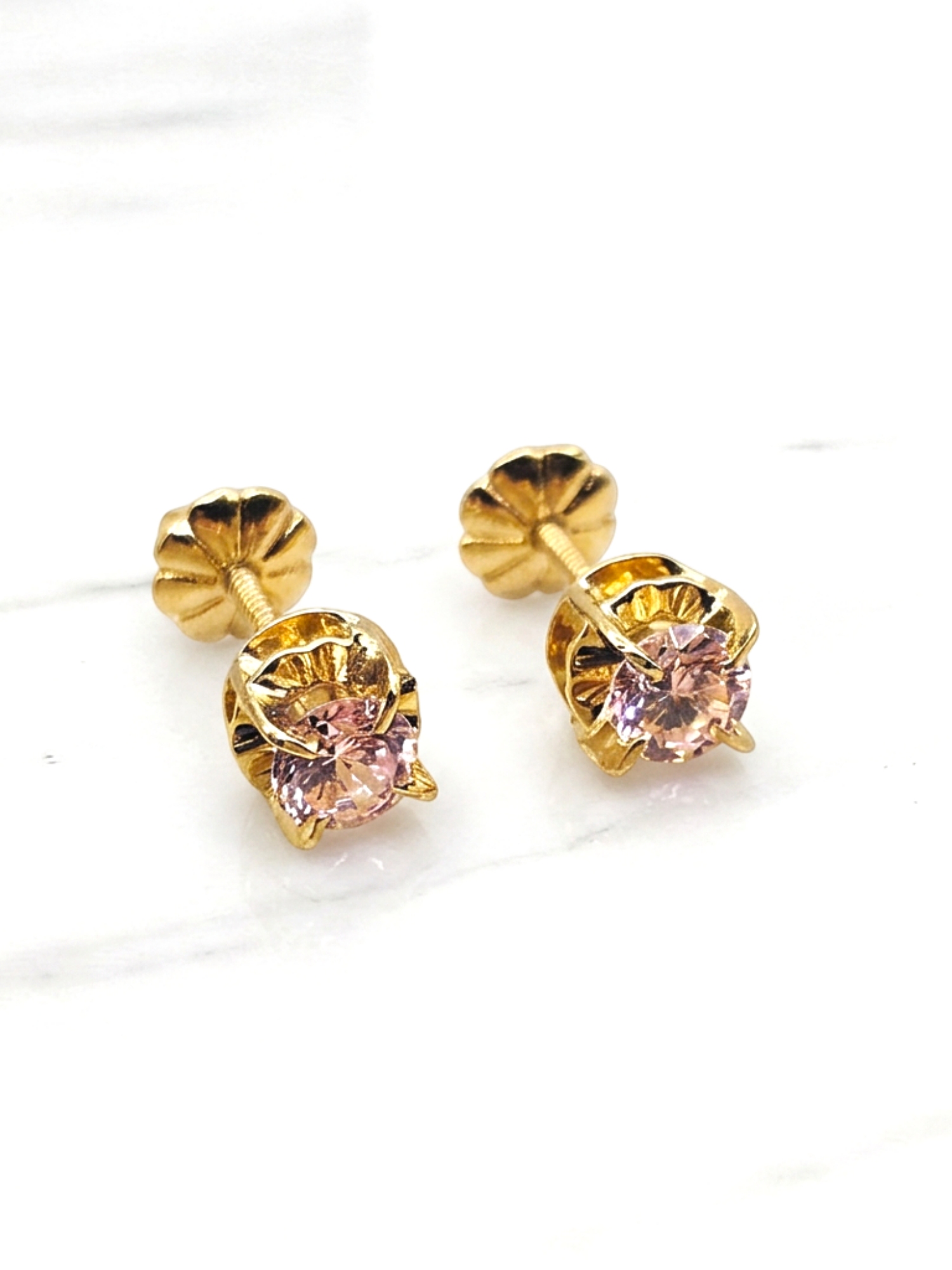 Aros chaton rosa de francia 6 mm Oro 18k 1