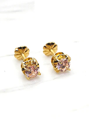 Aros chaton rosa de francia 6 mm Oro 18k