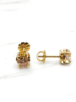 Aros chaton rosa de francia 6 mm Oro 18k