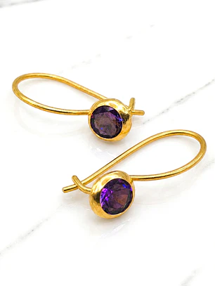 Aros amatista con gancho Oro 18k