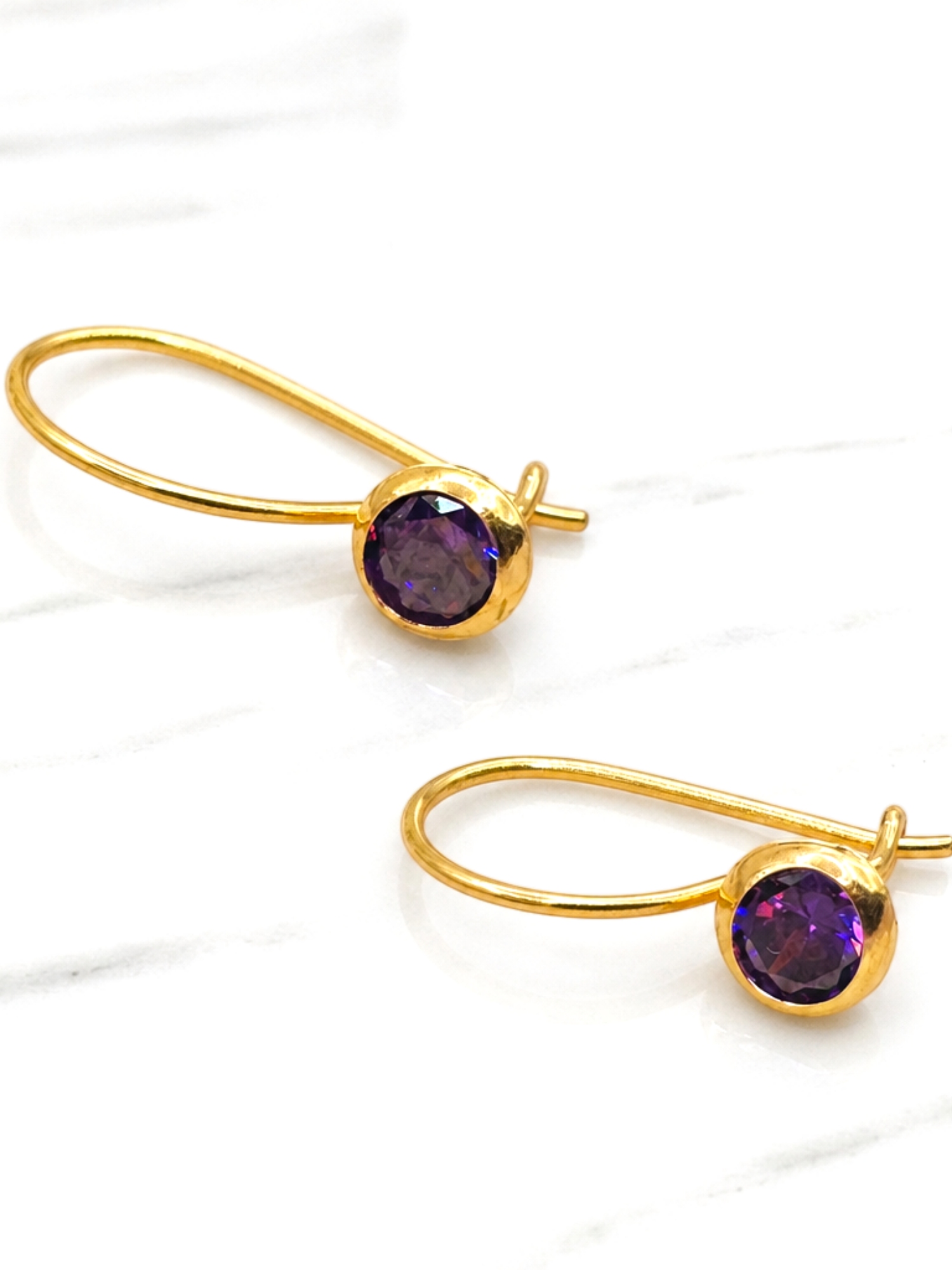 Aros amatista con gancho Oro 18k 4