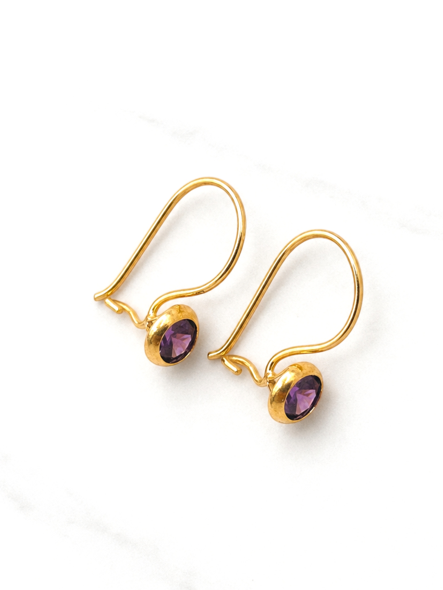 Aros amatista con gancho Oro 18k 5