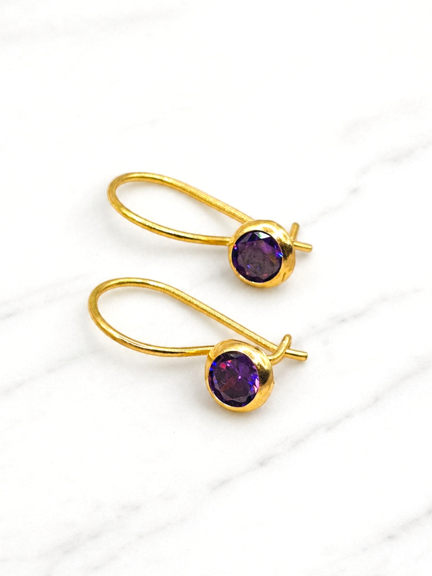 Aros amatista con gancho Oro 18k 6
