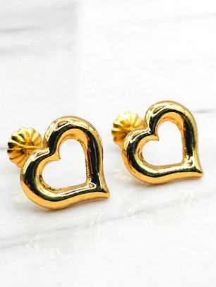 Aros silueta corazón 1.2 cm Oro 18k 