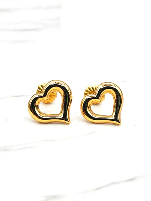 Aros silueta corazón 1.2 cm Oro 18k 