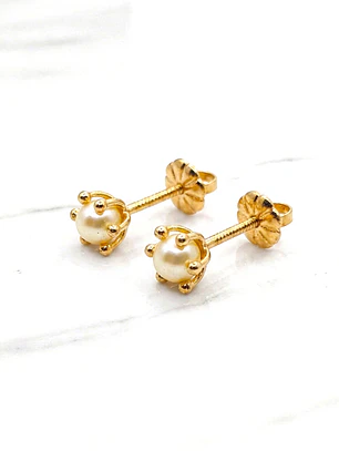 Aros perla cultivada pistilo bebé  Oro 18k