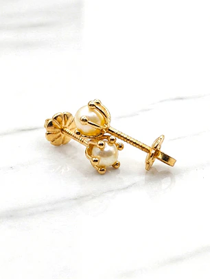 Aros perla cultivada pistilo bebé  Oro 18k