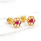 Aros flores rubí y circónes Oro 18k - Miniatura 1