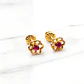 Aros flores rubí y circónes Oro 18k - Miniatura 5