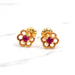 Aros flores rubí y circónes Oro 18k - Miniatura 4