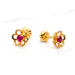 Aros flores rubí y circónes Oro 18k - Miniatura 3
