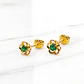 Aros flores esmeralda Oro 18k - Miniatura 3