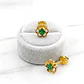 Aros flores esmeralda Oro 18k - Miniatura 5