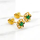 Aros flores esmeralda Oro 18k - Miniatura 1