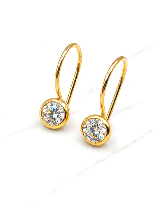Aros circón con gancho Oro 18k
