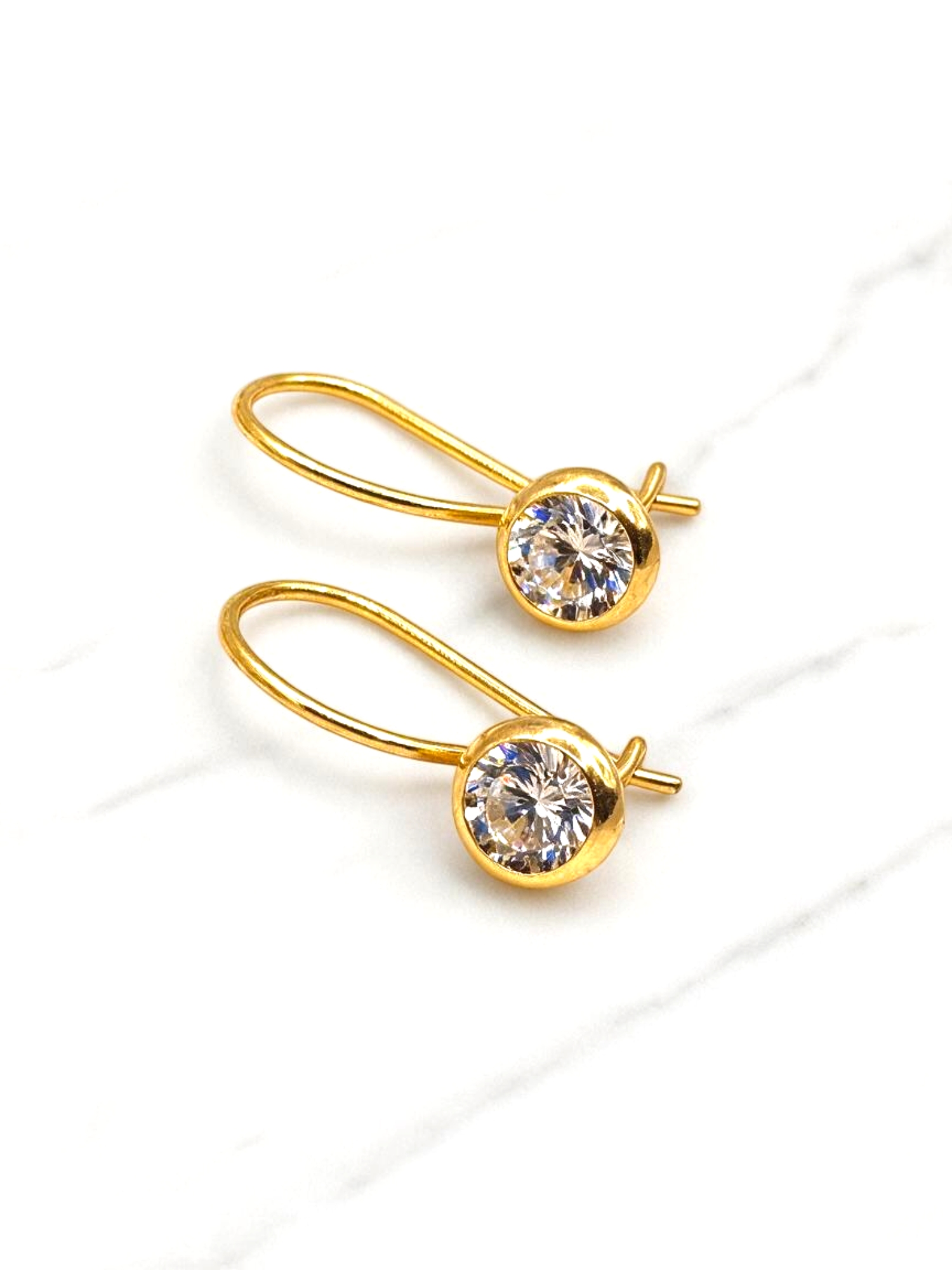 Aros circón con gancho Oro 18k 4