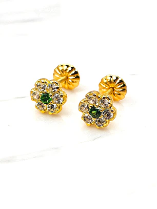 Aros rosa Esmeralda medianos Oro 18k