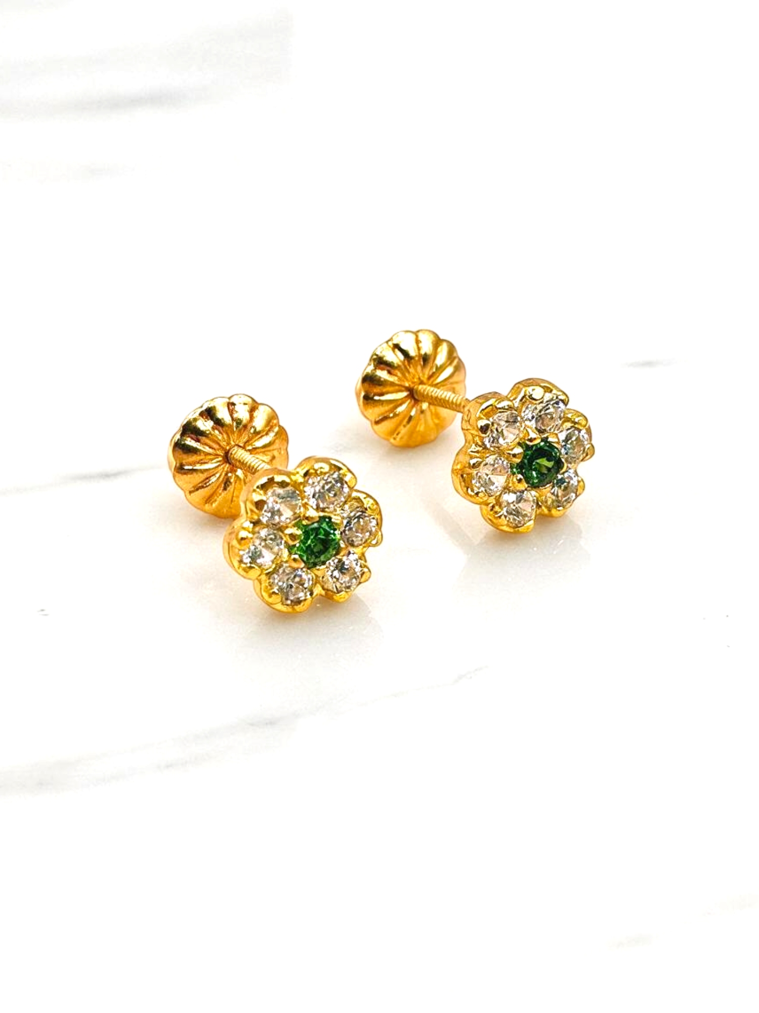 Aros rosa Esmeralda medianos Oro 18k 4