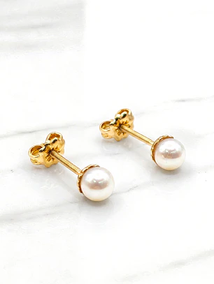 Aros perla cultivada 5 mm Oro 18k 