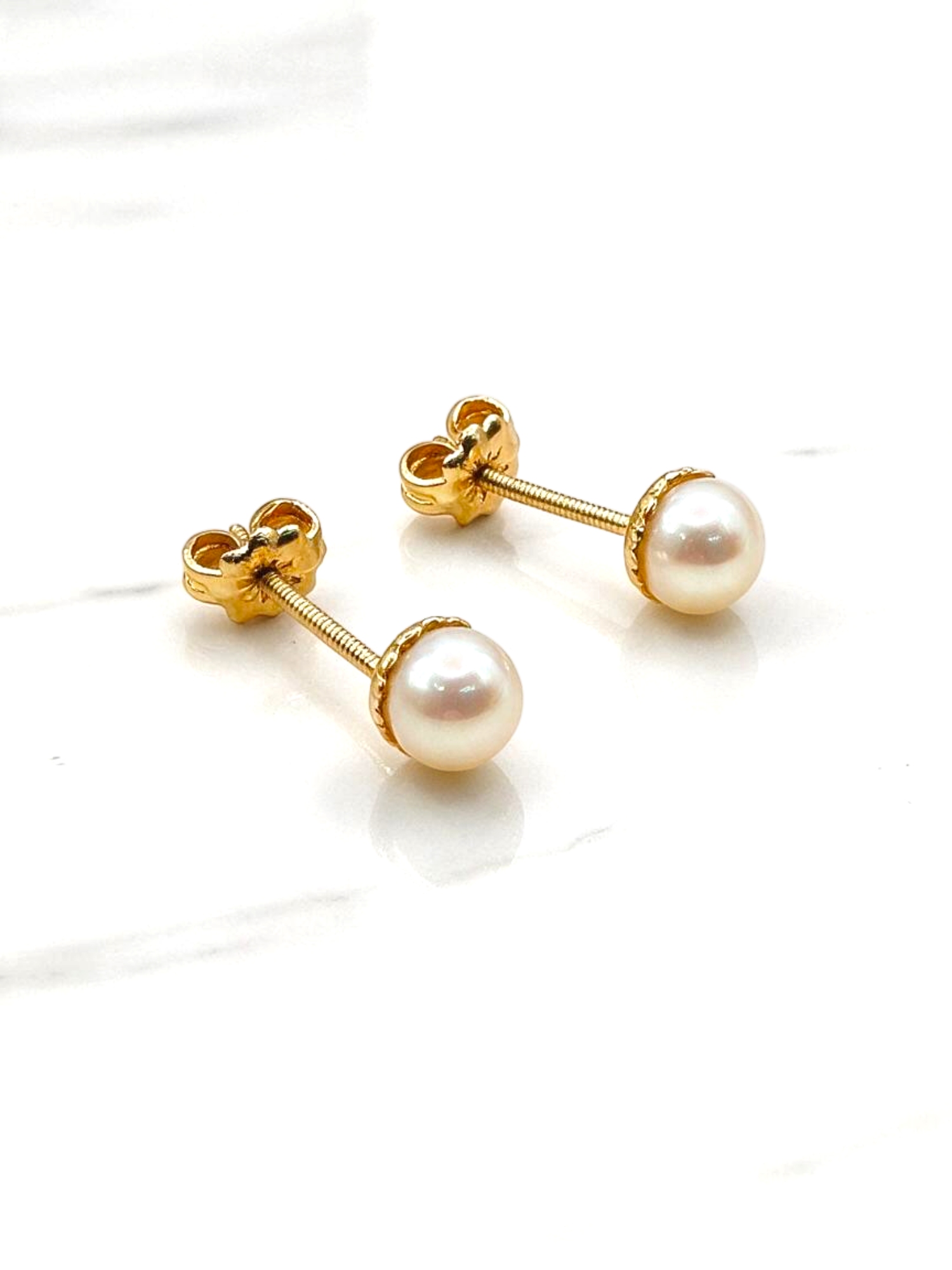 Aros perla cultivada 5 mm Oro 18k  3