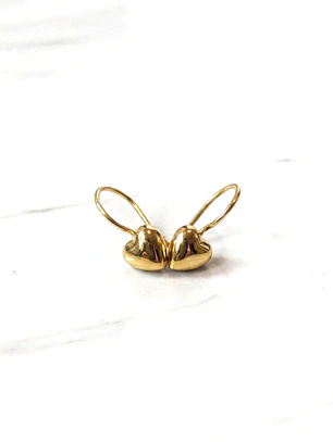 Aros corazón colgante con gancho Oro 18k
