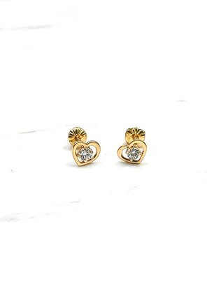 Aros corazón con circón estándar Oro 18k