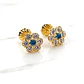 Aros rosa circónes y agua marina Oro 18k - Miniatura 1