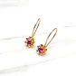 Aros flor rubí con gancho Oro 18k - Miniatura 5