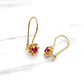 Aros flor rubí con gancho Oro 18k - Miniatura 4