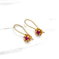 Aros flor rubí con gancho Oro 18k - Miniatura 3