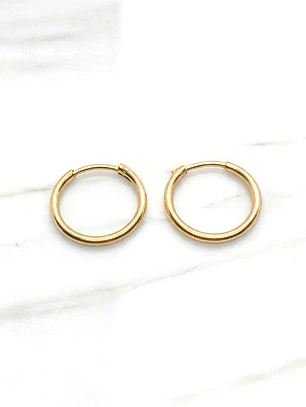 Aros tubo sin gancho chicos Oro 18k