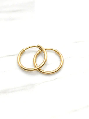 Aros tubo sin gancho chicos Oro 18k