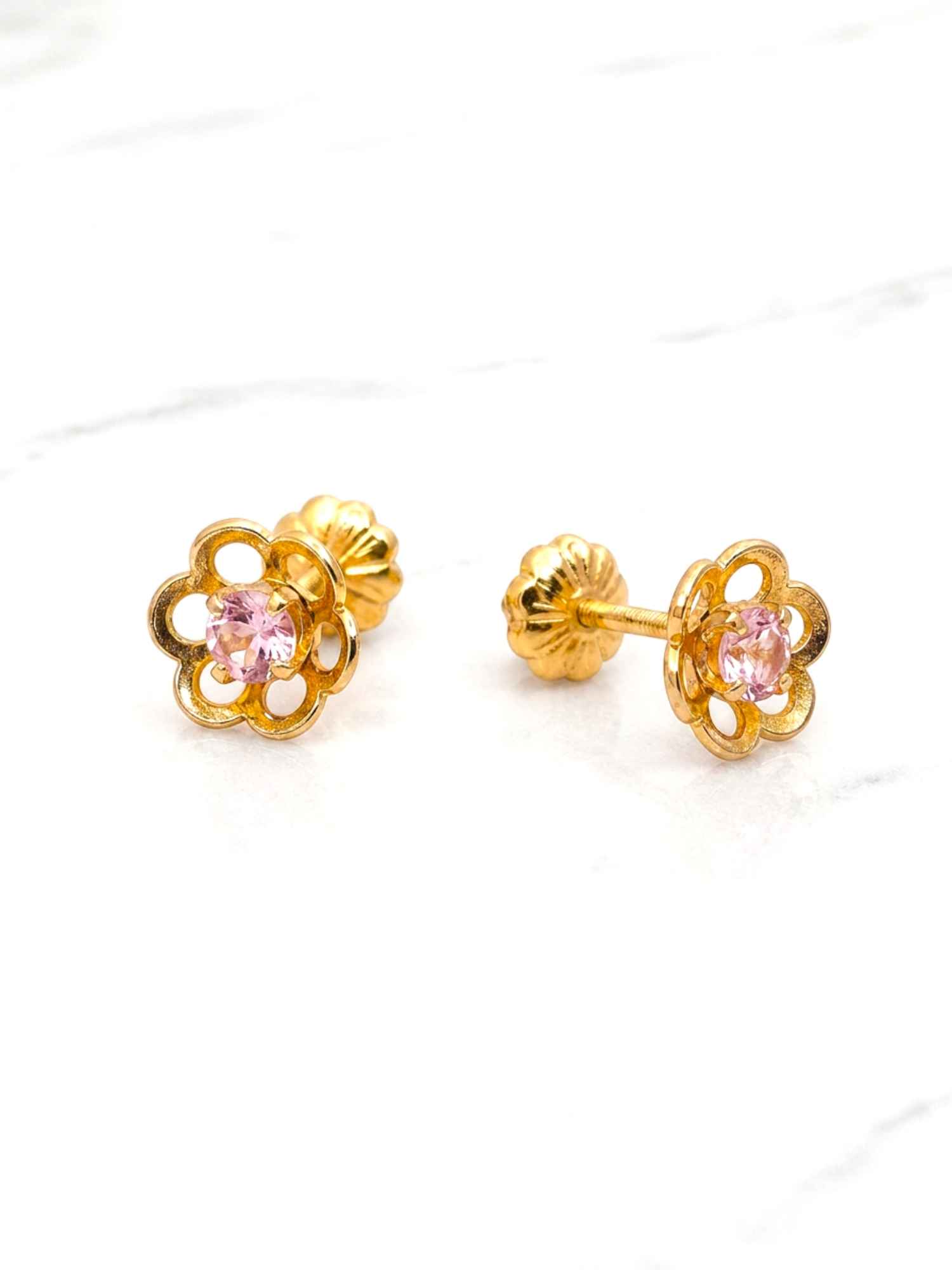 Aros flor Rosa de Francia oro 18k  2