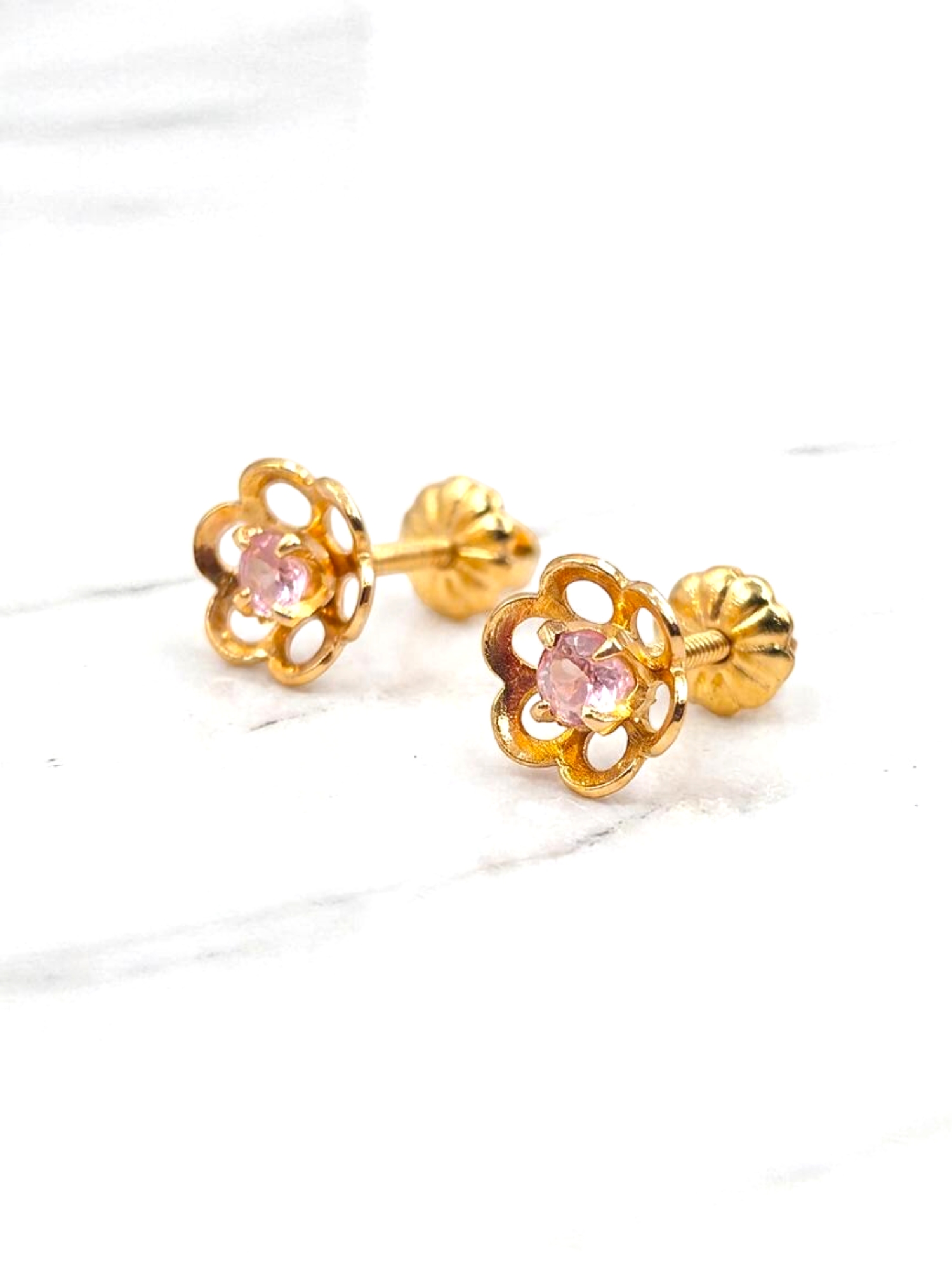 Aros flor Rosa de Francia oro 18k  3
