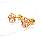 Aros flor Rosa de Francia oro 18k  - Miniatura 3