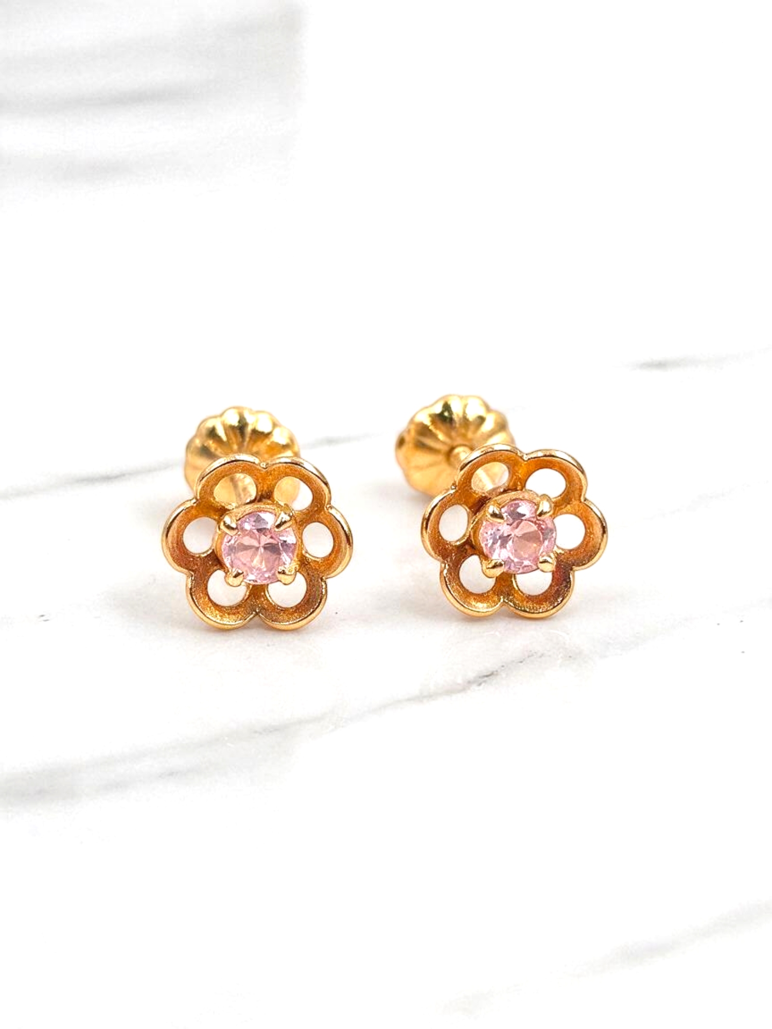 Aros flor Rosa de Francia oro 18k  4