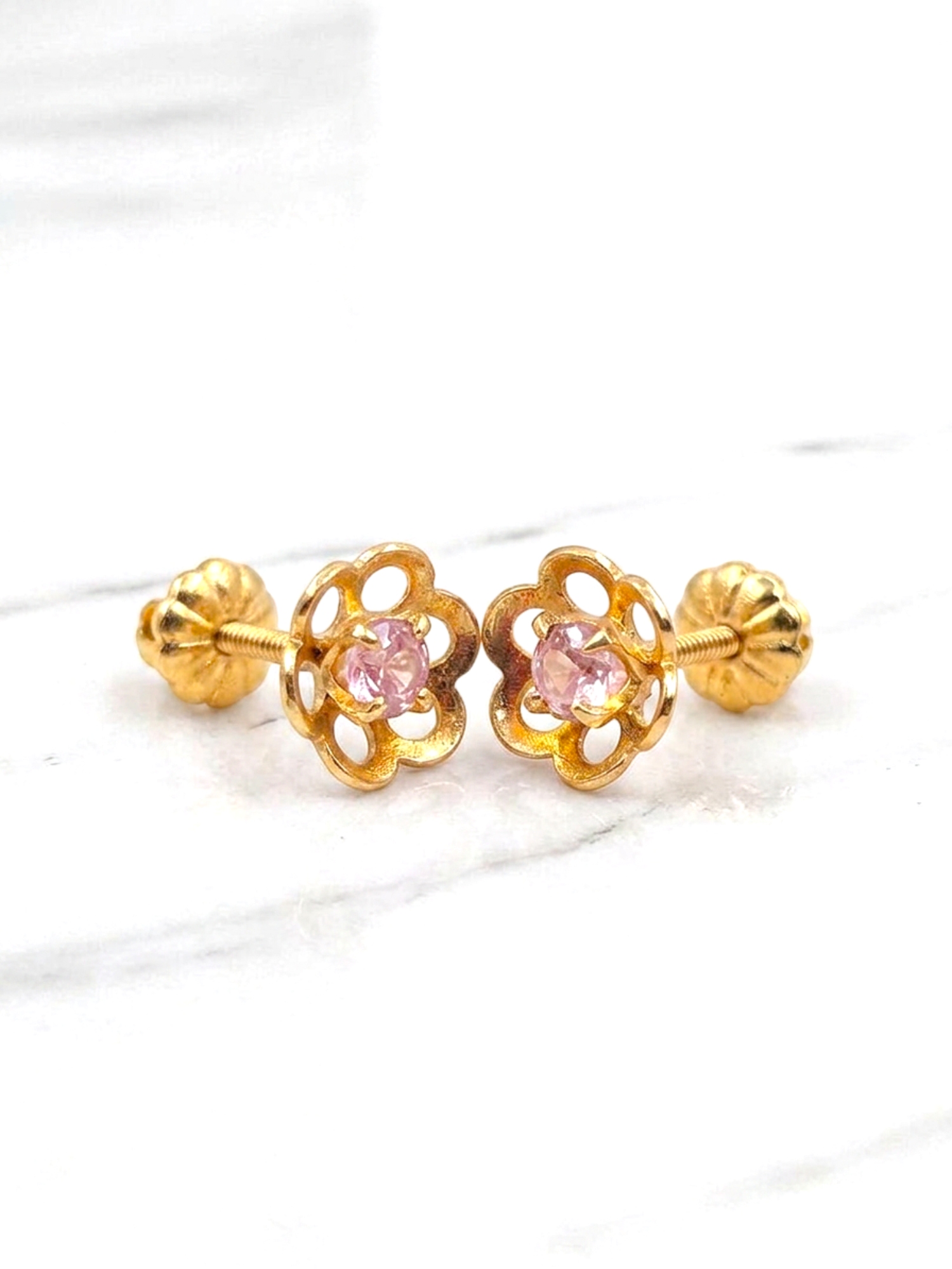 Aros flor Rosa de Francia oro 18k  1