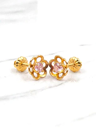 Aros flor Rosa de Francia oro 18k 