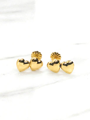 Aros 2 corazones medianos Oro 18k