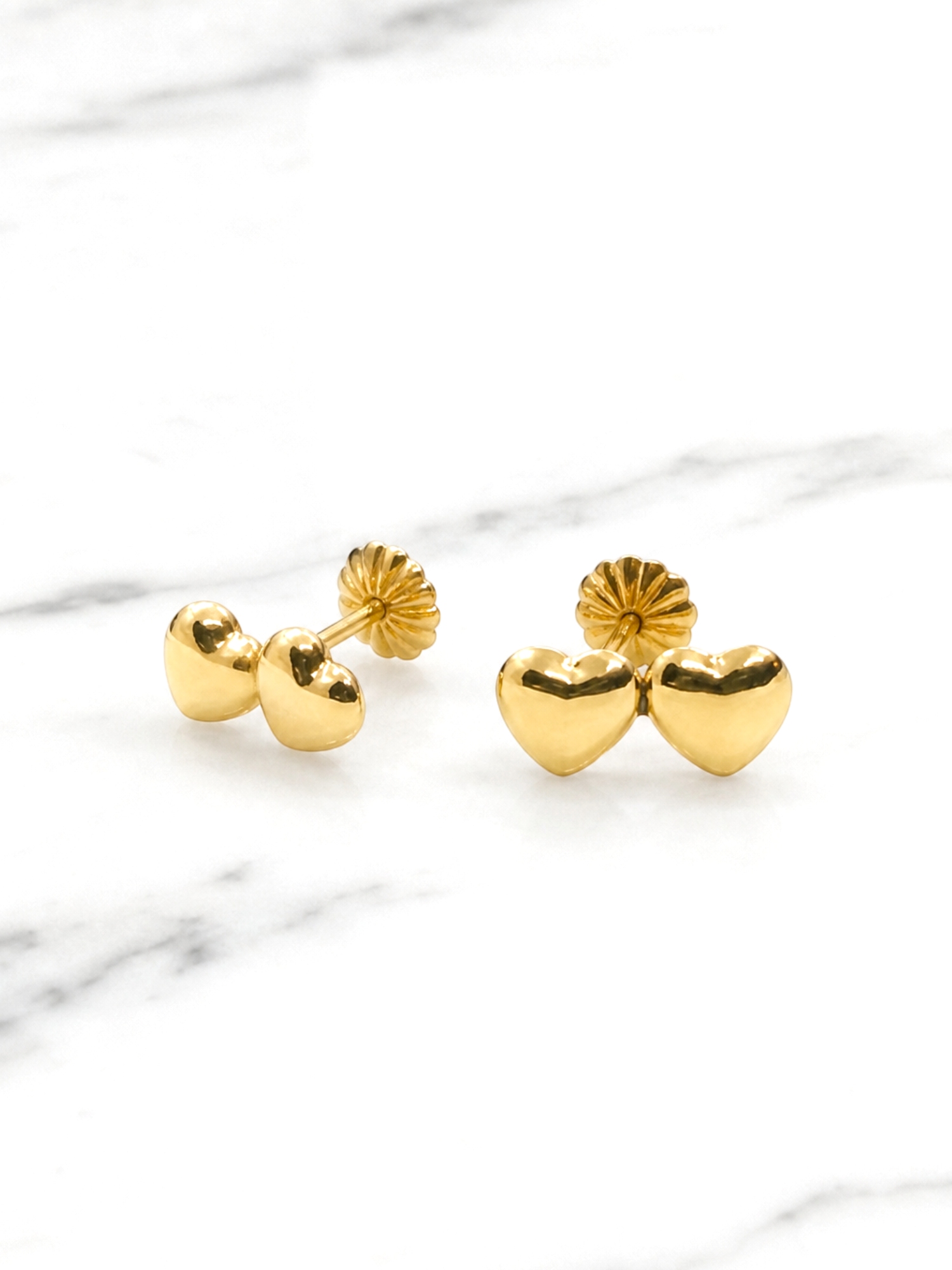 Aros 2 corazones medianos Oro 18k 3