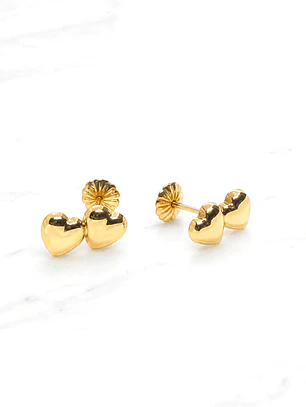 Aros 2 corazones medianos Oro 18k