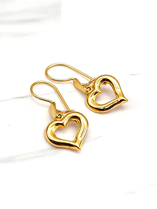 Aros corazón colgante 3 cm Oro 18k 