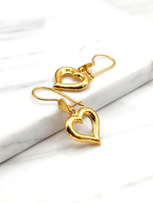 Aros corazón colgante 3 cm Oro 18k 