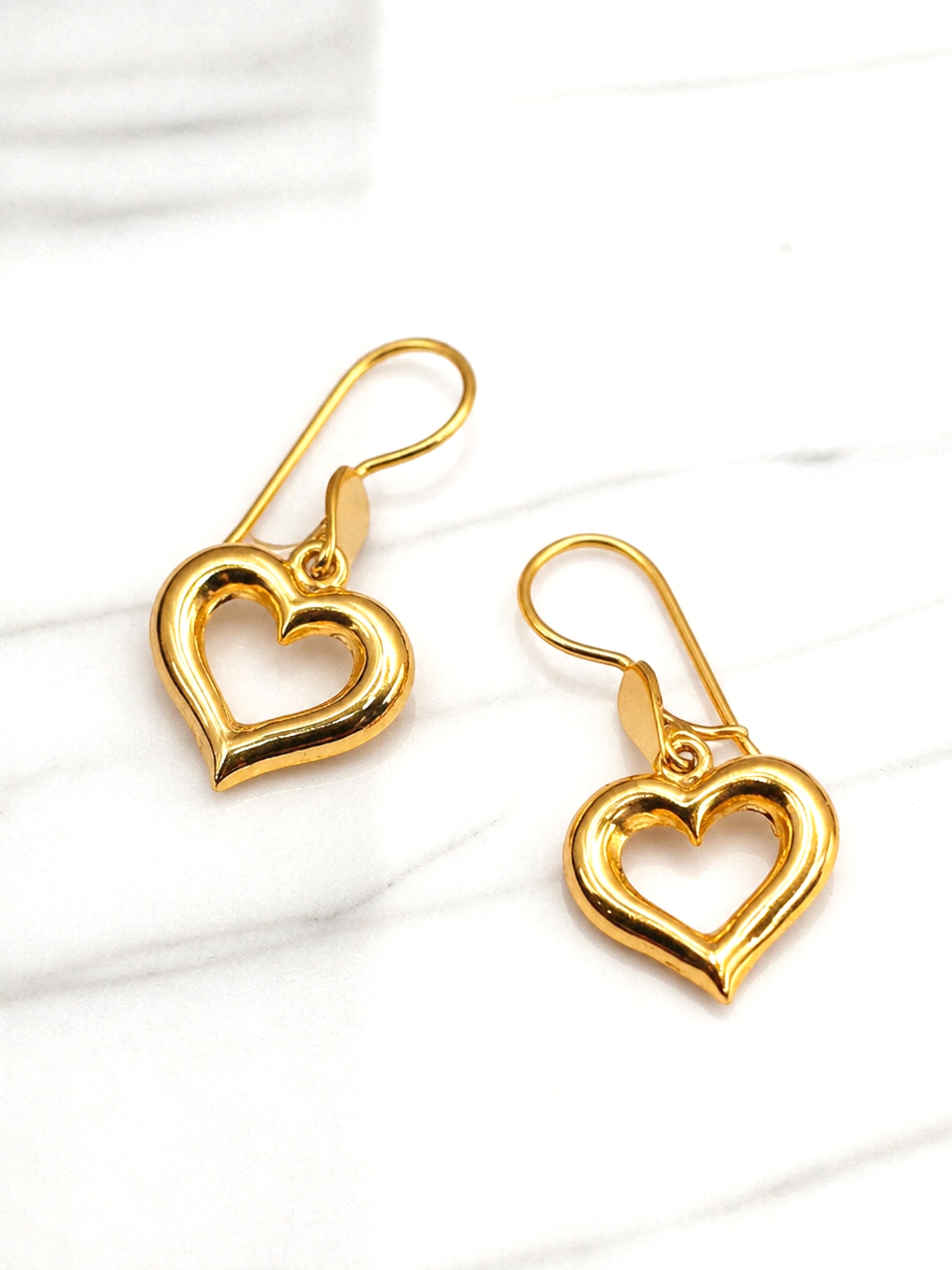 Aros corazón colgante 3 cm Oro 18k  3