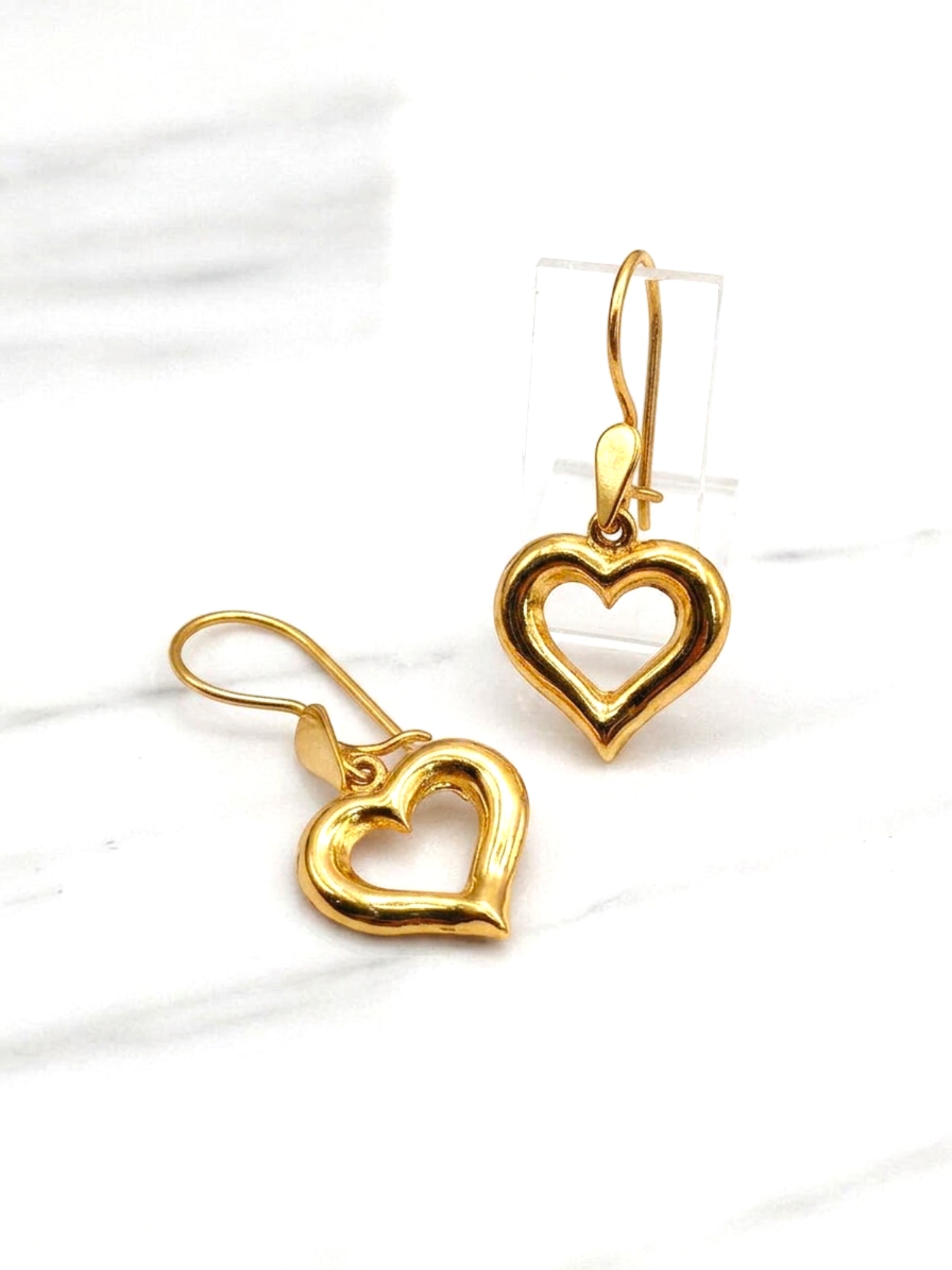Aros corazón colgante 3 cm Oro 18k  4