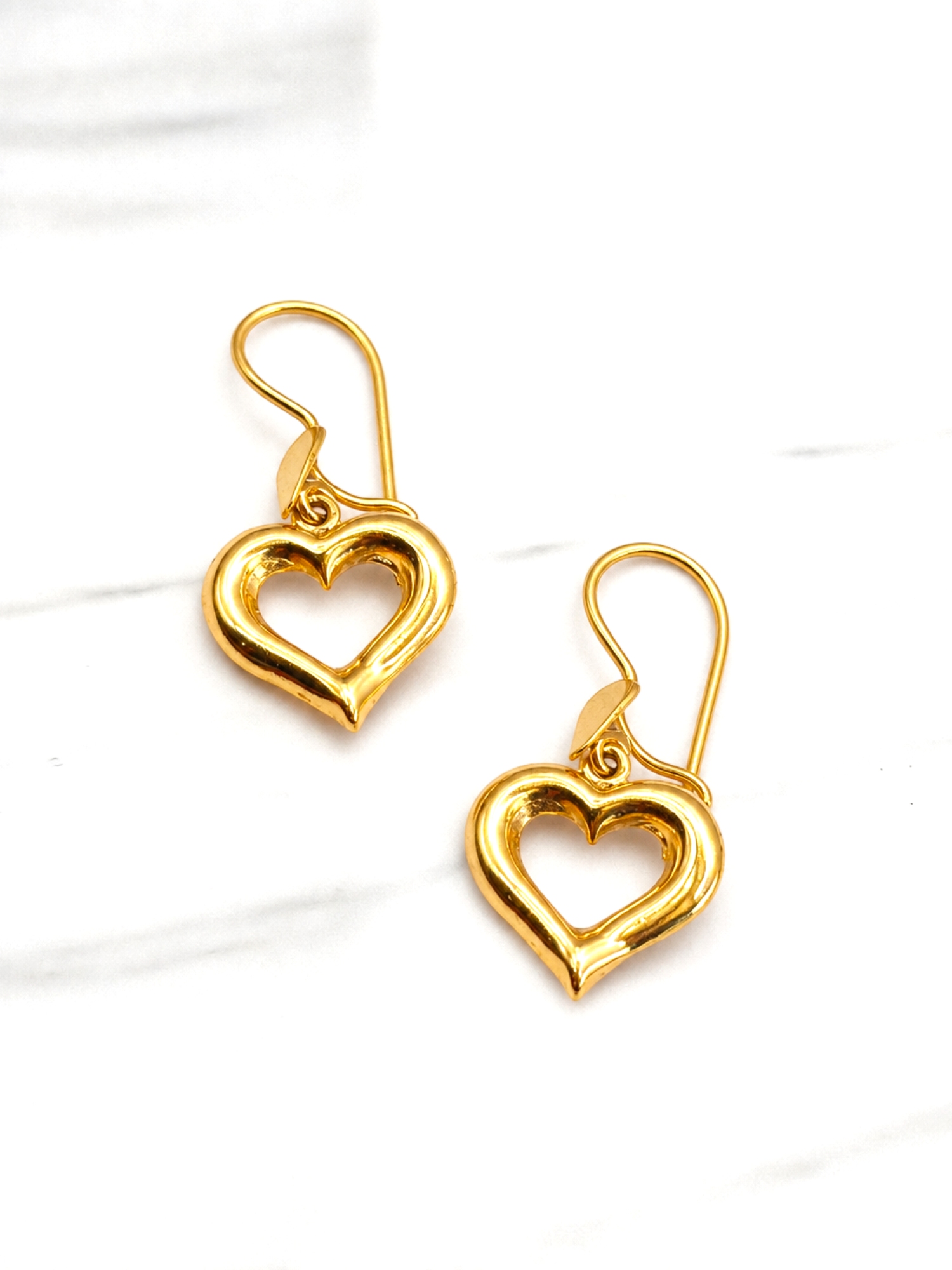 Aros corazón colgante 3 cm Oro 18k  5