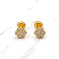 Aros flor circones 6 mm Oro 18k - Miniatura 3