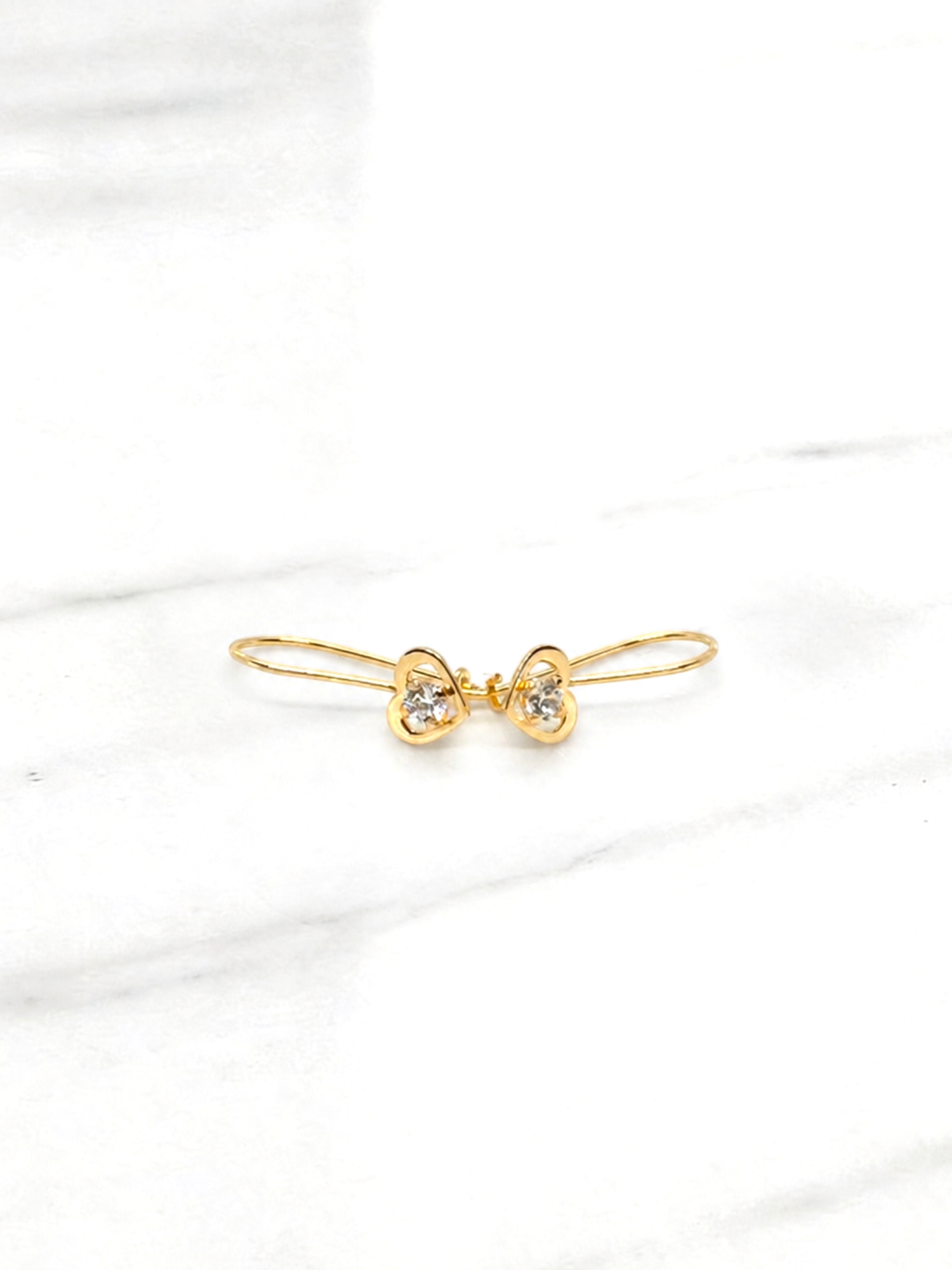 Aros corazón circón gancho fijo Oro 18k 3