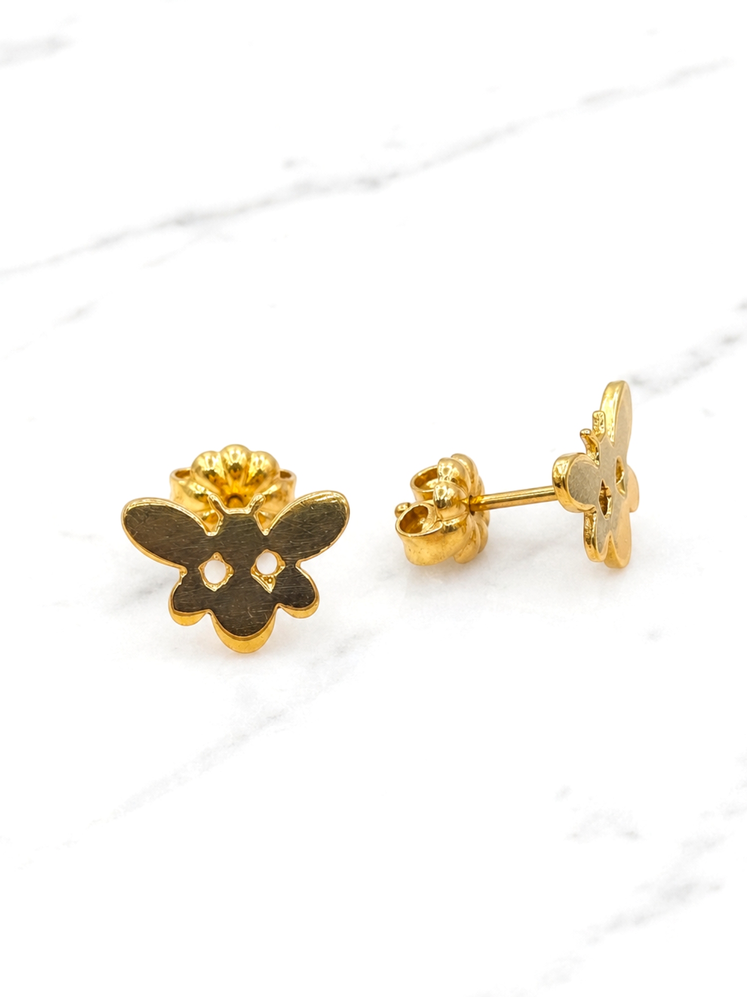Aros mariposa 1 cm Oro 18k 2
